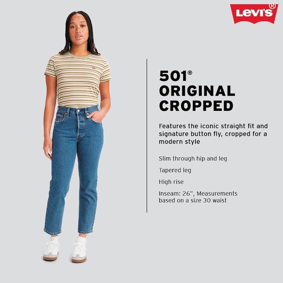 NWT Levi’s Cream Colored Original Cropped Straight Leg Jeans - Sz 26 - Picture 9 of 9